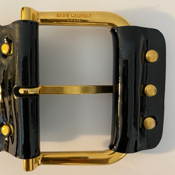 NWT Saint Laurent Black Patent  Leather Softy Belt 90